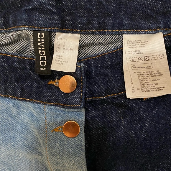 H&M Size 6 Divided Color Block 100% Cotton Denim Skirt. - Picture 3 of 3